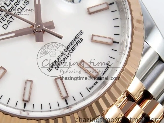 MiroTime 1222 DateJust 36 126231 APF 1:1 Best Edition 904L Steel White Sitck Dial on SS RG Jubilee Bracelet VR OnTrend 1589